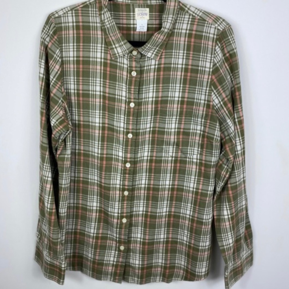 J.Crew The Perfect Shirt in Green & Pink …